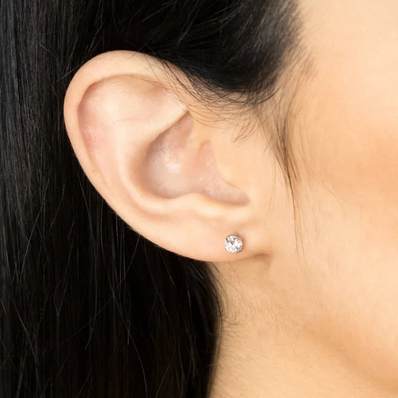 Simply Whispers Round Crystal 4mm Stud Earrings Outlet