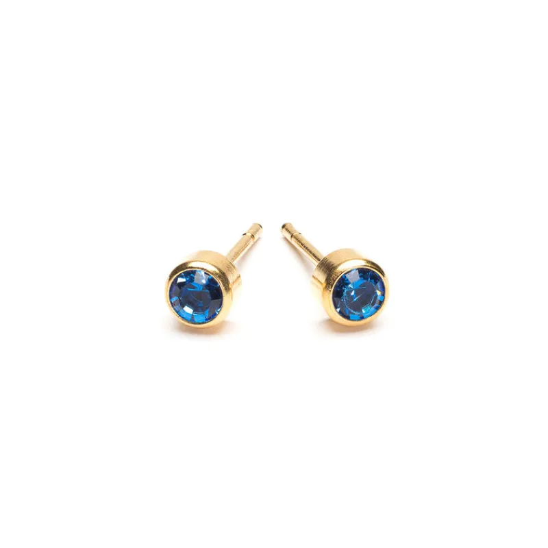 Simply Whispers September Birthstone 14k Gold Plated Earrings Clearance