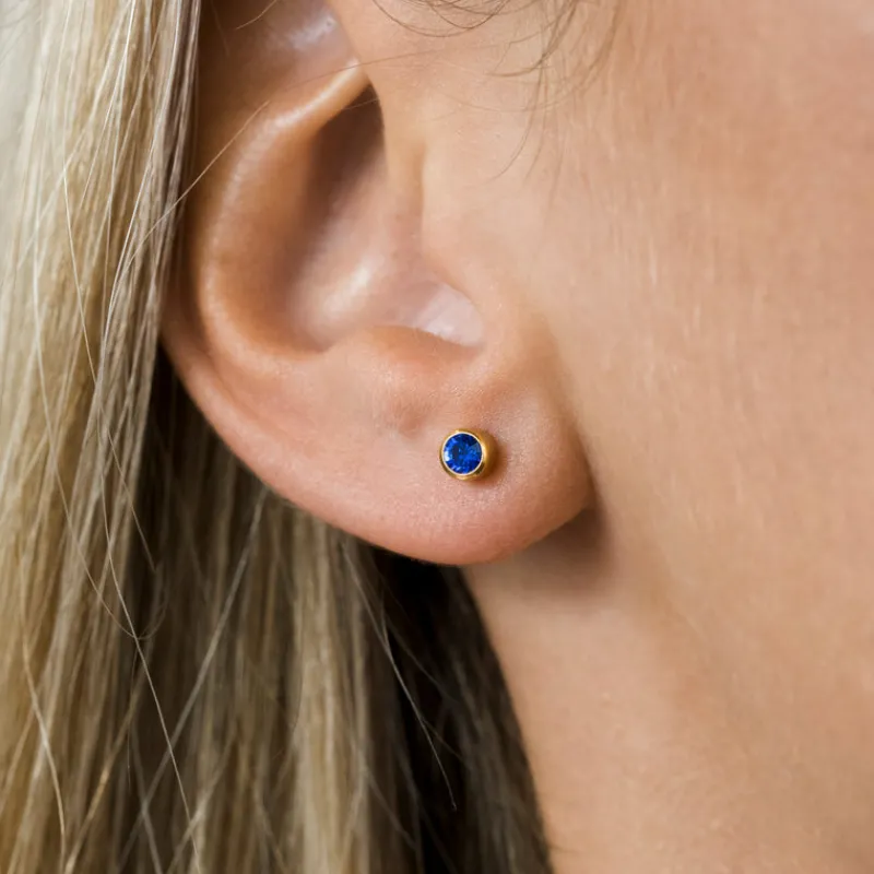 Simply Whispers September Birthstone 14k Gold Plated Earrings Clearance
