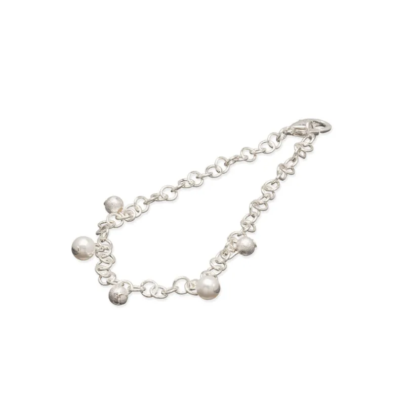 Simply Whispers Silver Bead Pearl Charm Bracelet Sale
