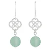 Simply Whispers Silver Celtic Knot Green Jade French Hook Earrings Sale