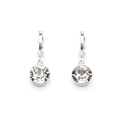 Simply Whispers Silver Crystal Leverback Earrings Outlet