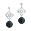 Simply Whispers Silver Four-leaf Clover Green Sandstone Drop Earrings Clearance