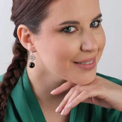Simply Whispers Silver Four-leaf Clover Green Sandstone Drop Earrings Clearance