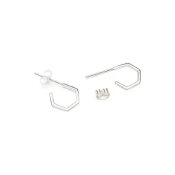 Simply Whispers Silver Hexagon Hoop Earrings Hot