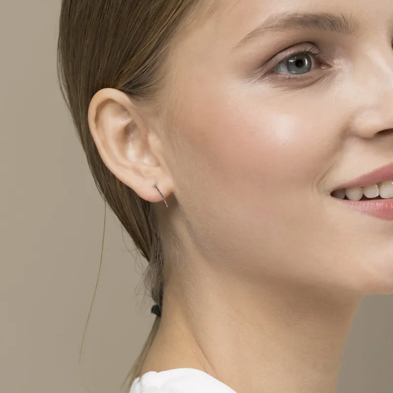 Simply Whispers Silver Hexagon Hoop Earrings Hot
