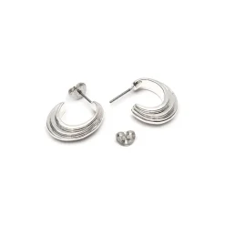 Simply Whispers Silver Oval Chunky Hoop Earrings Fashion