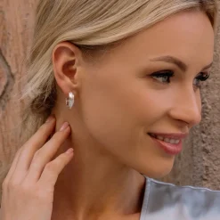 Simply Whispers Silver Oval Chunky Hoop Earrings Fashion