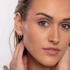 Simply Whispers Silver Pave Huggie Hoops Outlet