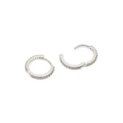 Simply Whispers Silver Pave Huggie Hoops Outlet
