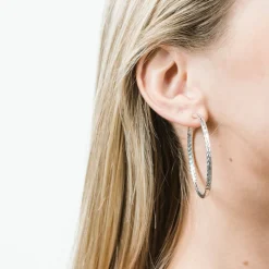 Simply Whispers Silver Plated Diamond Cut Big Spring Clip-On Hoop Earrings Best