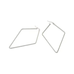 Simply Whispers Silver Rhombus Oversized Hoop Earrings Fashion