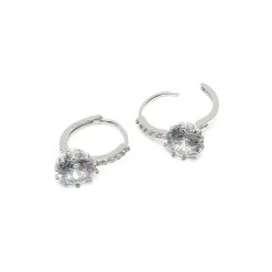 Simply Whispers Silver Round Crystal Hoops Best