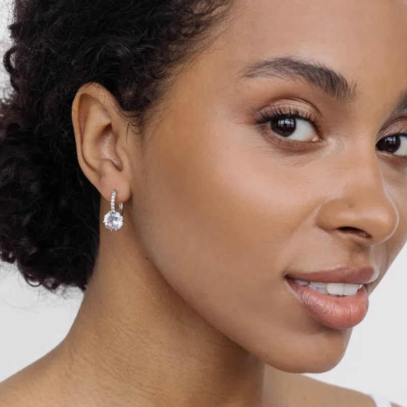 Simply Whispers Silver Round Crystal Hoops Best