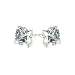Simply Whispers Silver Stud Earrings 10mm Square Crystal Sale