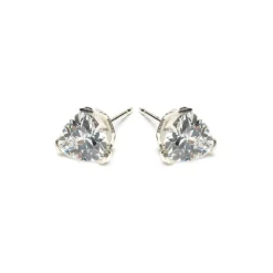 Simply Whispers Silver Stud Earrings Triangle Crystal Discount