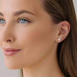 Simply Whispers Silver Stud Earrings Triangle Crystal Discount