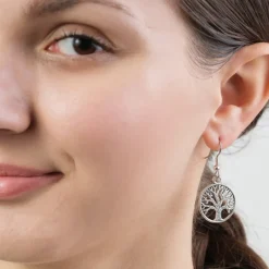 Simply Whispers Sliver Tree Of Life French Hook Earrings Discount