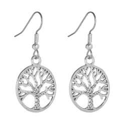 Simply Whispers Sliver Tree Of Life French Hook Earrings Discount