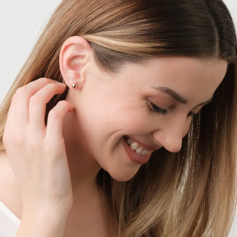 Simply Whispers Small Ball Stud Earrings Rose Gold Plated Online