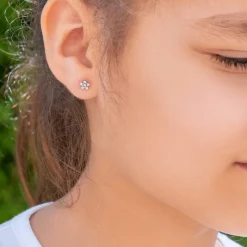 Simply Whispers Stainless Steel Aurora Borealis And Aqua Daisy Stud Earrings Outlet