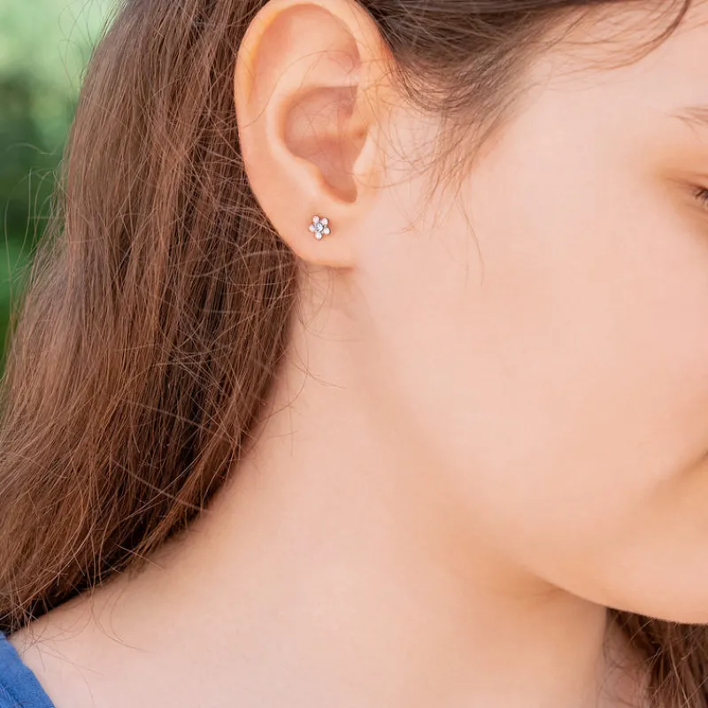 Simply Whispers Stainless Steel Aurora Borealis And Aqua Daisy Stud Earrings Outlet