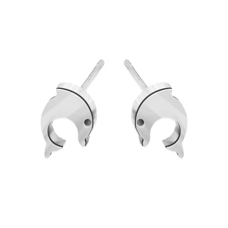 Simply Whispers Stainless Steel Dolphin Stud Earrings Fashion