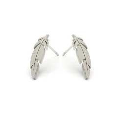 Simply Whispers Stainless Steel Feather Stud Earrings Outlet