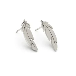 Simply Whispers Stainless Steel Feather Stud Earrings Outlet