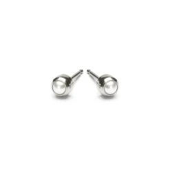 Simply Whispers Stainless Steel Micro Pearl Treasure Stud Earrings Clearance