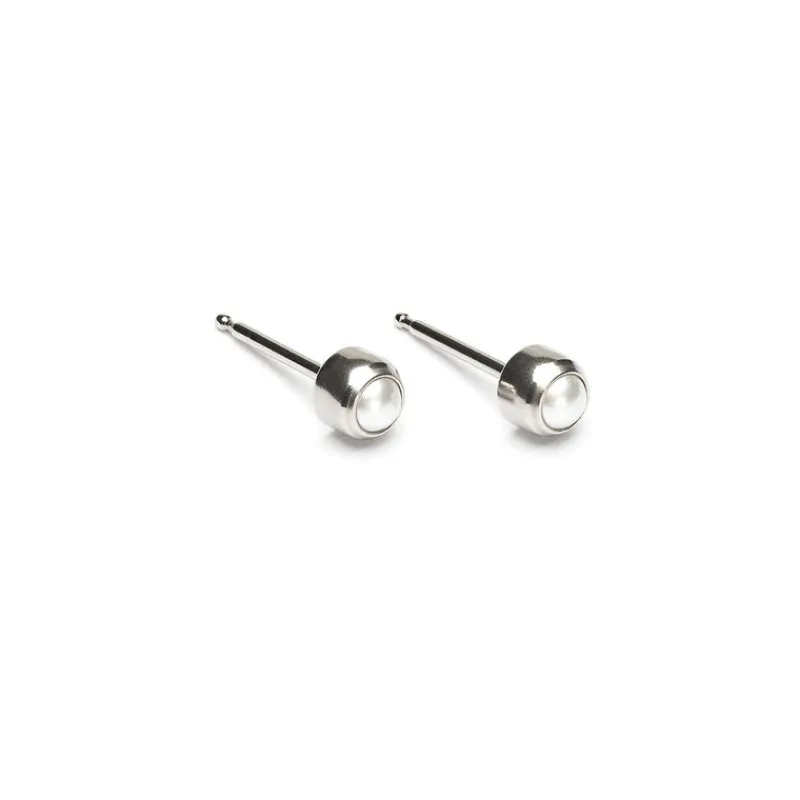 Simply Whispers Stainless Steel Micro Pearl Treasure Stud Earrings Clearance