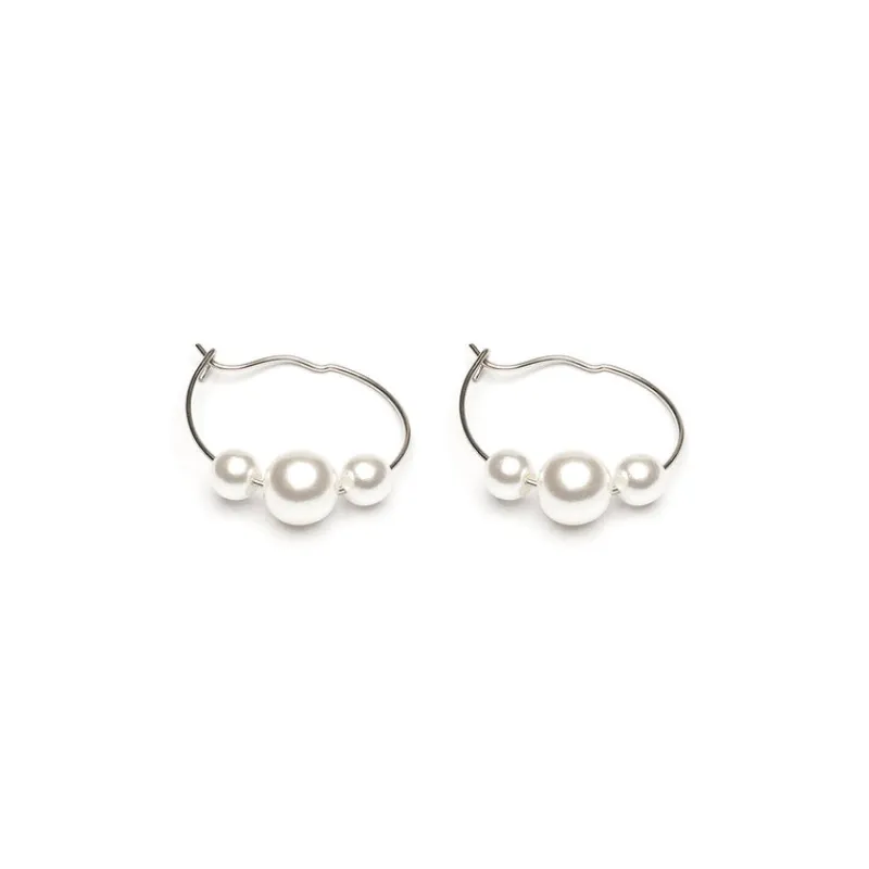 Simply Whispers Stainless Steel 6mm Pearl Hoop Earrings Discount