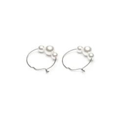 Simply Whispers Stainless Steel 6mm Pearl Hoop Earrings Discount