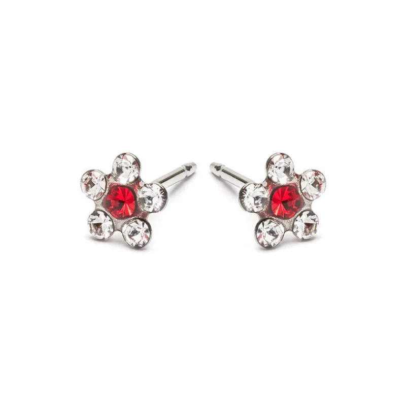 Simply Whispers Stainless Steel Red And White Daisy Stud Earrings Best
