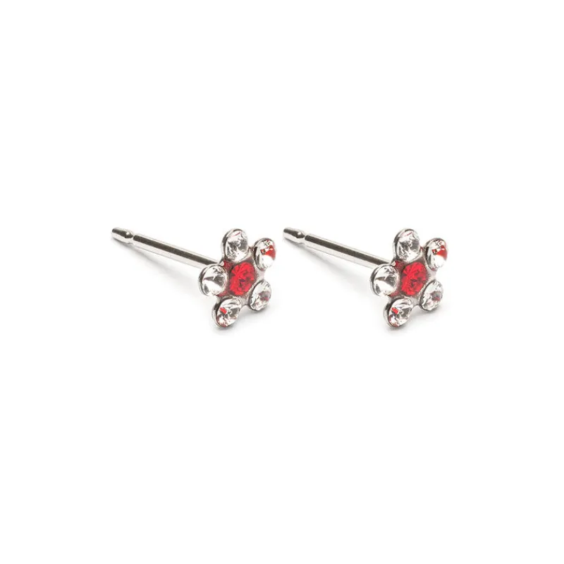 Simply Whispers Stainless Steel Red And White Daisy Stud Earrings Best