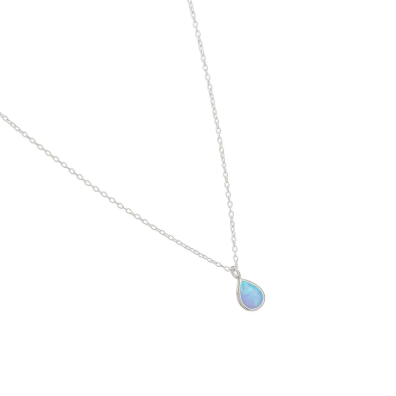 Simply Whispers Sterling Silver Blue Drop Opal Necklace Best