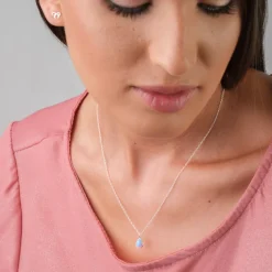 Simply Whispers Sterling Silver Blue Drop Opal Necklace Best