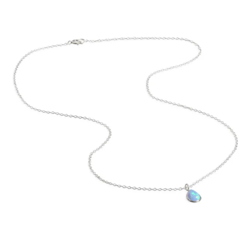 Simply Whispers Sterling Silver Blue Drop Opal Necklace Best