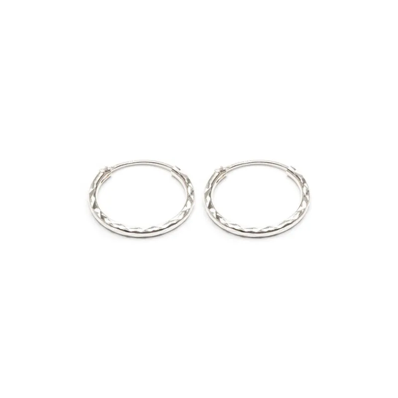 Simply Whispers 925 Sterling Silver Diamond Cut Hoops Hot