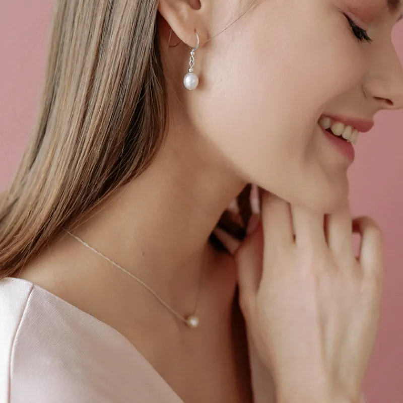 Simply Whispers 925 Sterling Silver French Hook Earrings With Freshwater Pearls Fashion