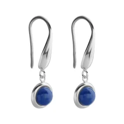Simply Whispers 925 Sterling Silver Genuine Lapis French Hook Earrings New