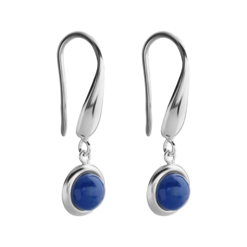 Simply Whispers 925 Sterling Silver Genuine Lapis French Hook Earrings New