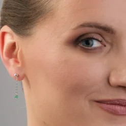 Simply Whispers 925 Sterling Silver Green Bead Drop Earrings New