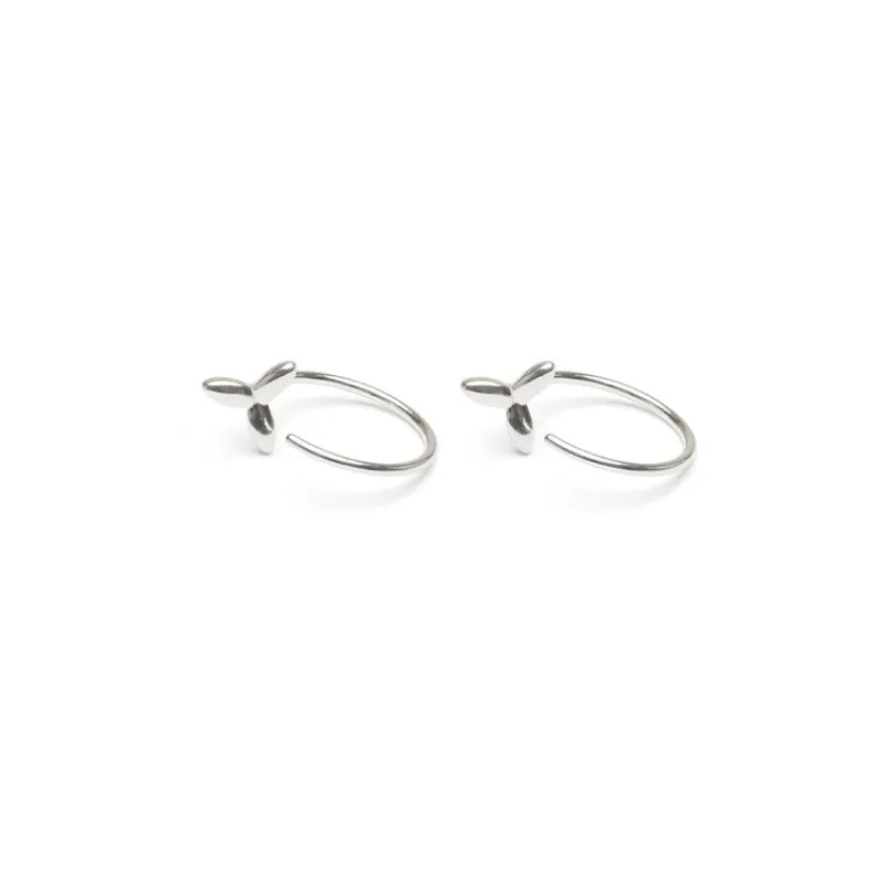 Simply Whispers 925 Sterling Silver Leaf Huggie Hoops Fashion