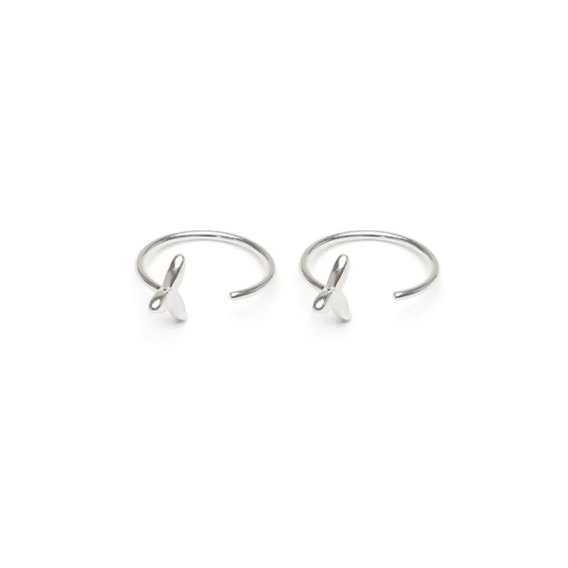 Simply Whispers 925 Sterling Silver Leaf Huggie Hoops Fashion