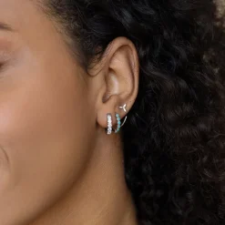 Simply Whispers 925 Sterling Silver Leaf Huggie Hoops Fashion
