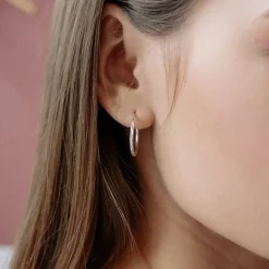 Simply Whispers 925 Sterling Silver Medium Hoop Earrings Online