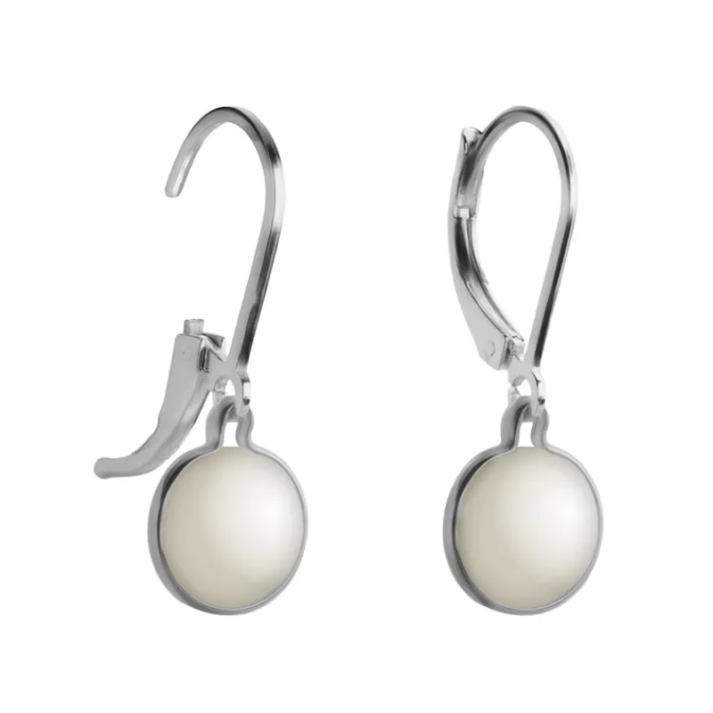 Simply Whispers 925 Sterling Silver Mother Of Pearl Silver Drop Earrings Sale