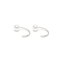 Simply Whispers 925 Sterling Silver Pearl Huggie Hoops Fashion