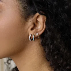 Simply Whispers 925 Sterling Silver Pearl Huggie Hoops Fashion